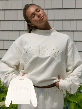 PARKE Varsity Mockneck Ivory + Sunset Floral L/XL